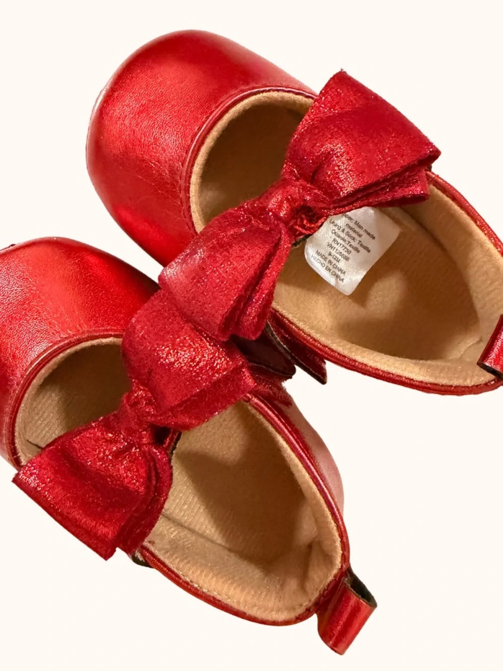 Old Navy Red Metallic Bow Mary Jane Baby Shoes